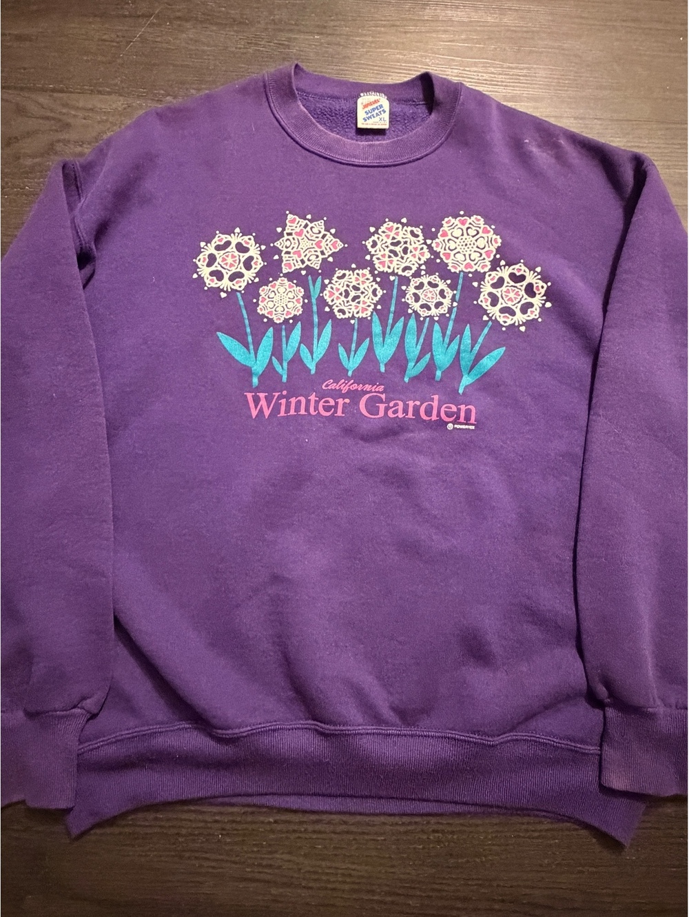 Vtg 90s Jerzees California Winter Garden Sweatshirt XL